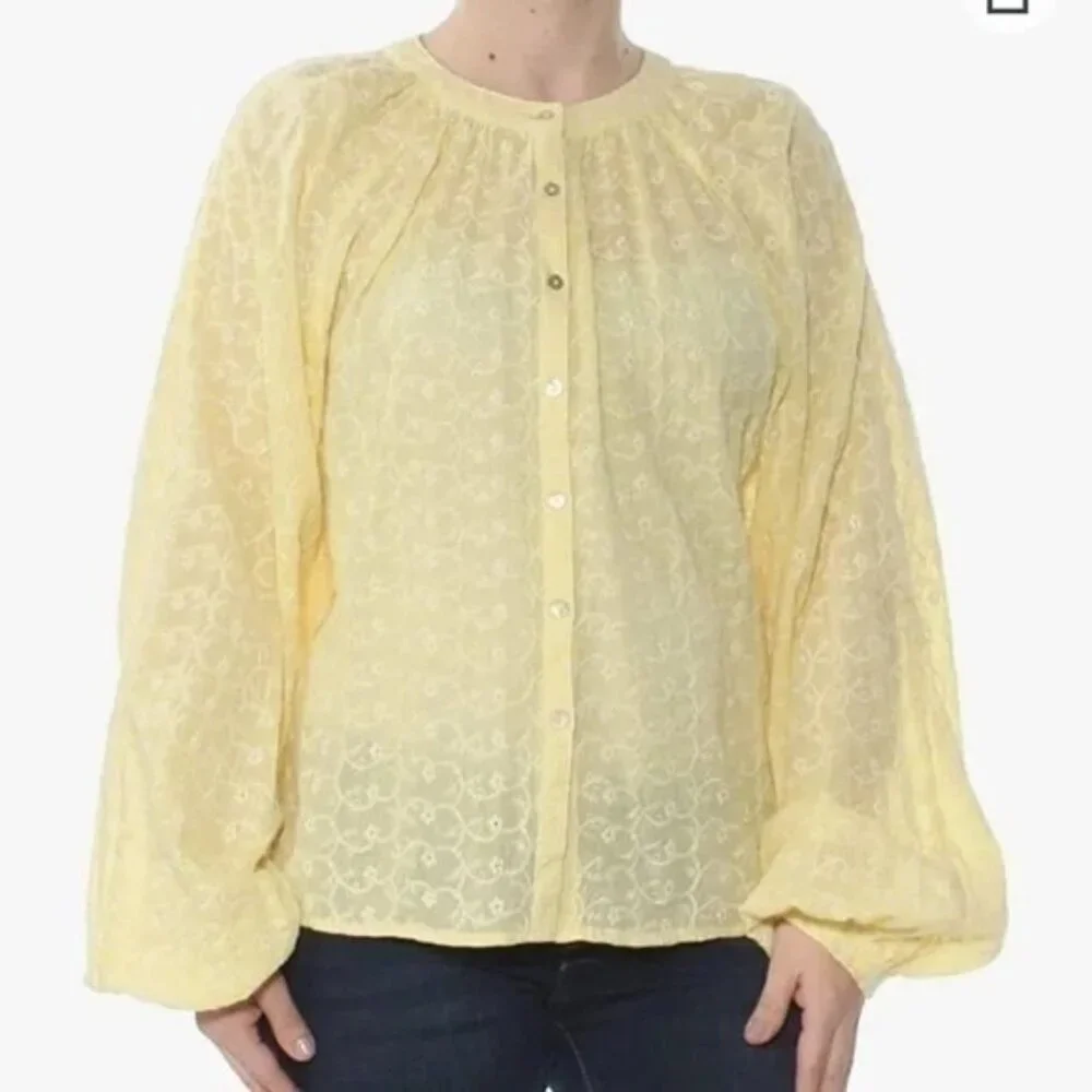 Free People Down from the Clouds Embroidered Eyelet Yellow Blouse